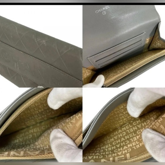 Chanel Authentic gray wallet logo graphic card holder pouch with card - Picture 4 of 5